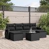 vidaXL 7 pcs conjunto de sof&aacute;s p/ jardim c/ almofad&otilde;es vime PE preto