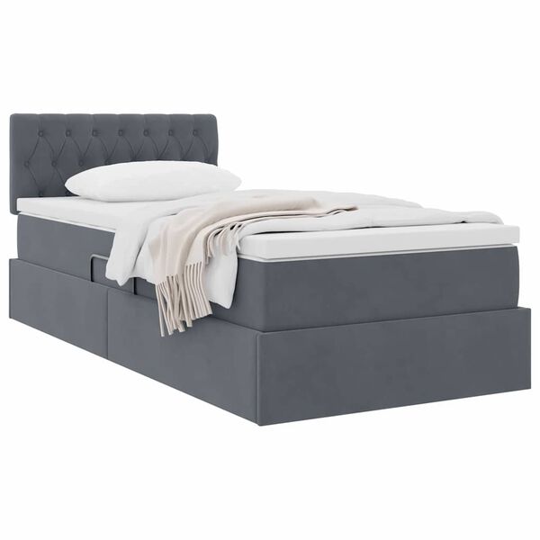 vidaXL Cama com Armazenamento Cinza Escuro 100 x 200 cm Veludo