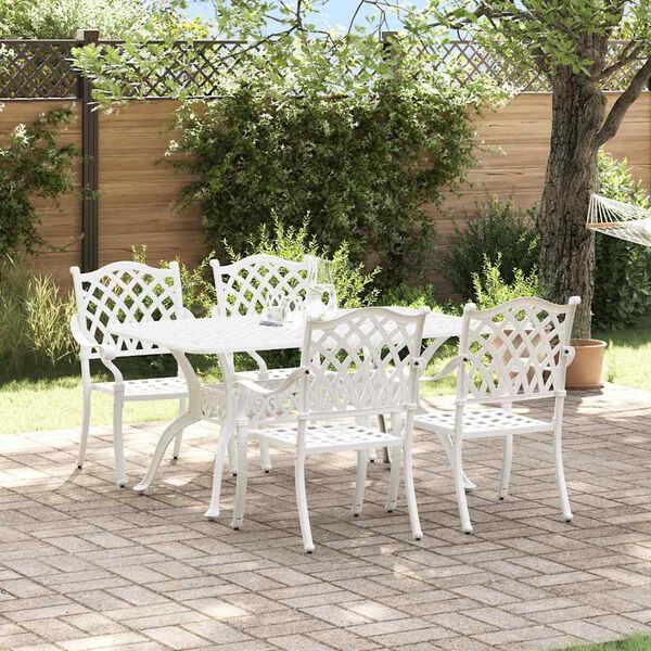 vidaXL Conjunto de Jantar para Jardim 5 pcs Branco Alum&iacute;nio
