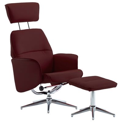 vidaXL Cadeira reclinável c/ apoio pés couro artificial vermelho tinto