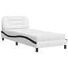 vidaXL Cama com colch&atilde;o Hvar 90x190 cm couro artificial preto e branco