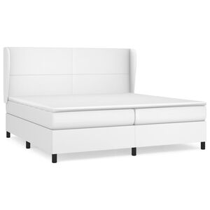 vidaXL Cama com molas/colch&atilde;o 200x200 cm couro artificial branco