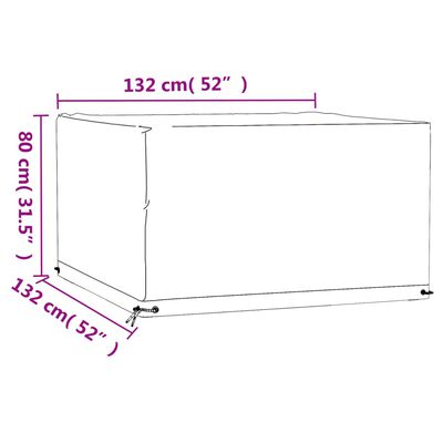 vidaXL Capa para mobília de jardim 8 ilhós 132x132x80 cm quadrado