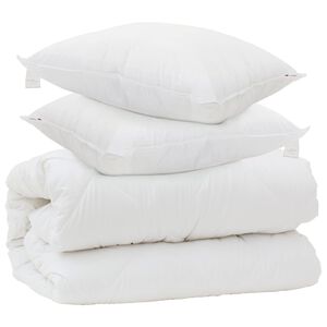 vidaXL Duvet com Travesseiros 3 unid. Branco Microfibra