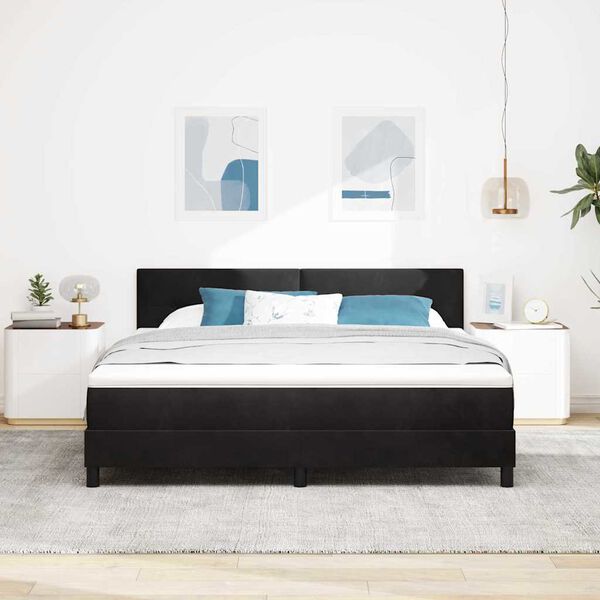 vidaXL Cama Box Spring LED com colch&atilde;o Preto 180 x 200 cm Veludo
