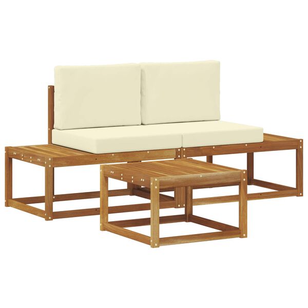 vidaXL Conjunto de Sof&aacute;s para Exterior com almofada 3 pcs Natural