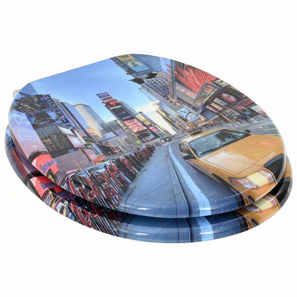 vidaXL Assento de Vaso Sanit&aacute;rio Multicolor 44 x 38 cm Placa de MDF