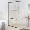 vidaXL Divis&oacute;ria de chuveiro 115x195 cm vidro semiopaco ESG preto