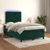 vidaXL Cama box spring c/ colch&atilde;o/LED 120x200 cm veludo verde-escuro