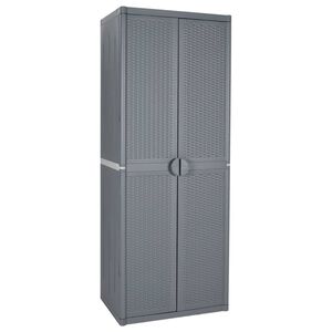 vidaXL Arm&aacute;rio de arruma&ccedil;&atilde;o para jardim 65x45x172 cm vime PP cinzento