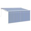 vidaXL Toldo Retr&aacute;til Azul e Branco 300 x 200 cm Poli&eacute;ster e Alum&iacute;nio