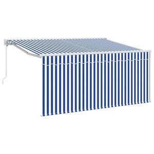 vidaXL Toldo Retr&aacute;til Azul e Branco 300 x 200 cm Poli&eacute;ster e Alum&iacute;nio