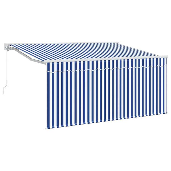 vidaXL Toldo Retr&aacute;til Azul e Branco 300 x 200 cm Poli&eacute;ster e Alum&iacute;nio