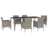 vidaXL 7 pcs conjunto de jantar p/ jardim c/ almofad&otilde;es vime PE cinza