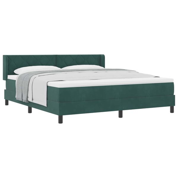 vidaXL Cama Box com colch&atilde;o Verde Escuro 200 x 180 cm Poli&eacute;ster