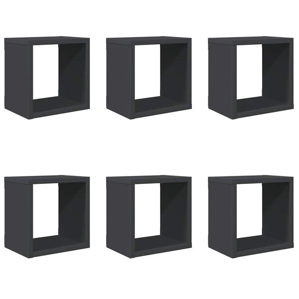 vidaXL Prateleiras de parede em forma de cubo 6pcs 22x15x22cm cinzento