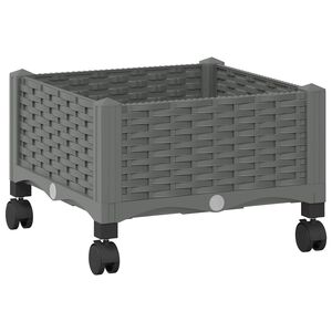 vidaXL Vaso de Jardim com Rodas Cinzento-claro 40 x 40 x 29 cm PP