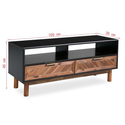 vidaXL Móvel de TV em madeira de acácia maciça 100x35x45 cm