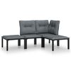 vidaXL 4 pcs conjunto lounge de jardim vime PE preto e cinzento
