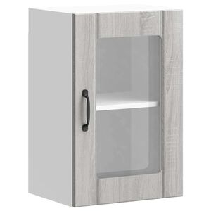 vidaXL Arm&aacute;rio de parede de cozinha porta de vidro Lucca cinza sonoma