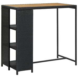 vidaXL Mesa de bar com prateleiras 120x60x110 cm vime PE preto
