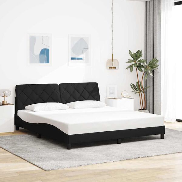 vidaXL Estrutura de cama sem colch&atilde;o 180x200 cm tecido preto