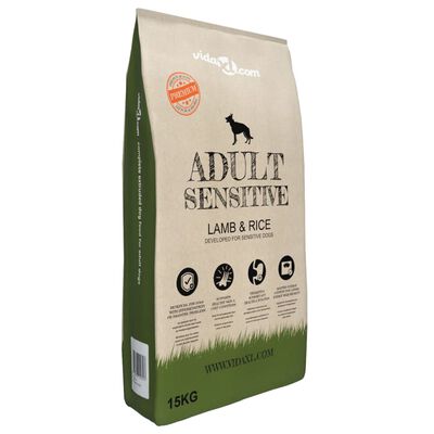 vidaXL Ração premium para cães Adult Sensitive Lam & Rice 2 pcs 30kg