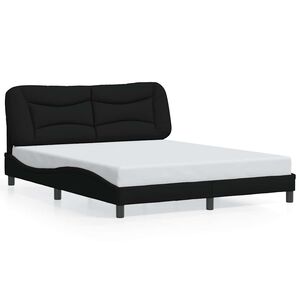 vidaXL Estrutura de cama sem colch&atilde;o Hvar 160x200 cm tecido preto