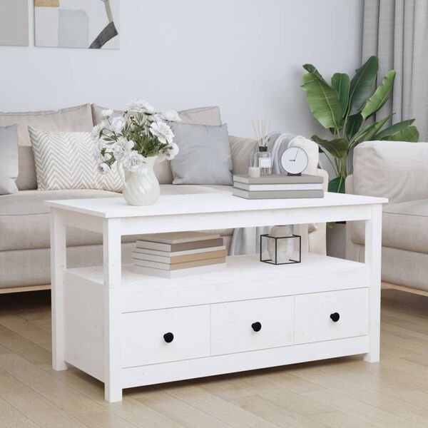 vidaXL Mesa de centro 102x49x55 cm pinho maci&ccedil;o branco