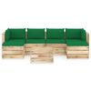 vidaXL 7 pcs conj. lounge jardim c/ almofad&otilde;es madeira impreg. verde