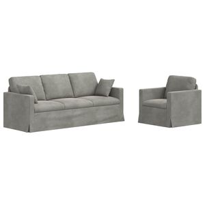 vidaXL Conjunto de Sof&aacute;s 2 unid. Cinzento-claro Veludo
