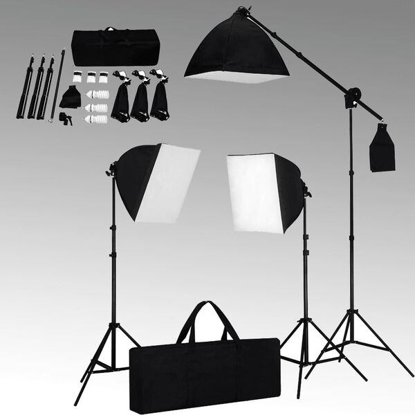 vidaXL Kit de est&uacute;dio fotogr&aacute;fico com softbox de ilumina&ccedil;&atilde;o e fundo