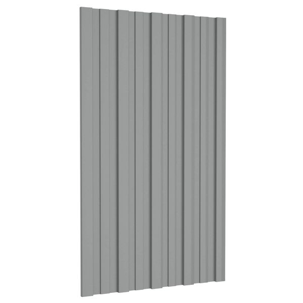 vidaXL Painel de telhado 12 pcs Cinzento 80 x 45 cm A&ccedil;o galvanizado