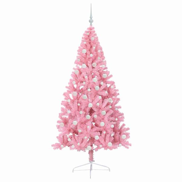 vidaXL Árvore de Natal Artificial Pré-iluminada Rosa 180 cm PVC