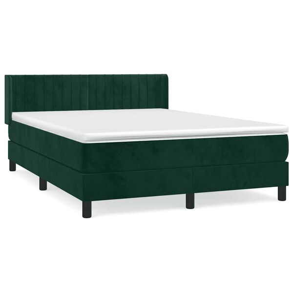 vidaXL Cama com molas/colch&atilde;o 140x200 cm veludo verde-escuro
