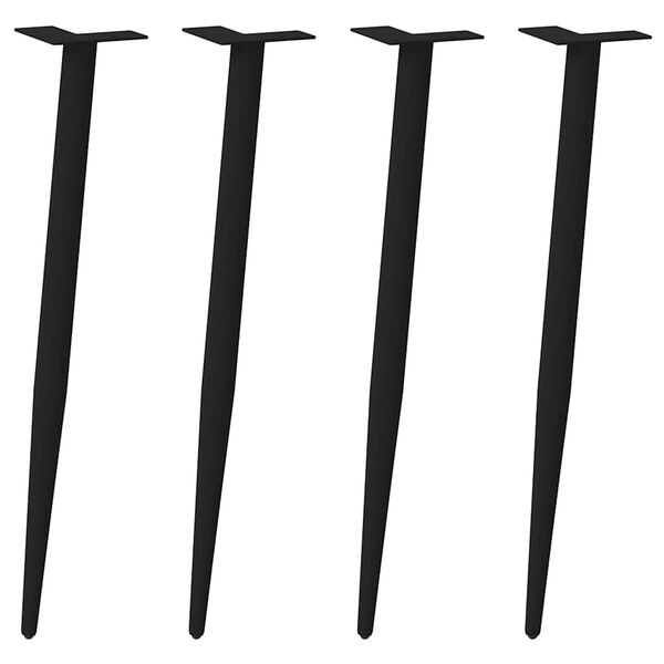 vidaXL P&eacute;s de mesa de console c&ocirc;nicos, 4 pe&ccedil;as, preto, 72-73 cm, a&ccedil;o