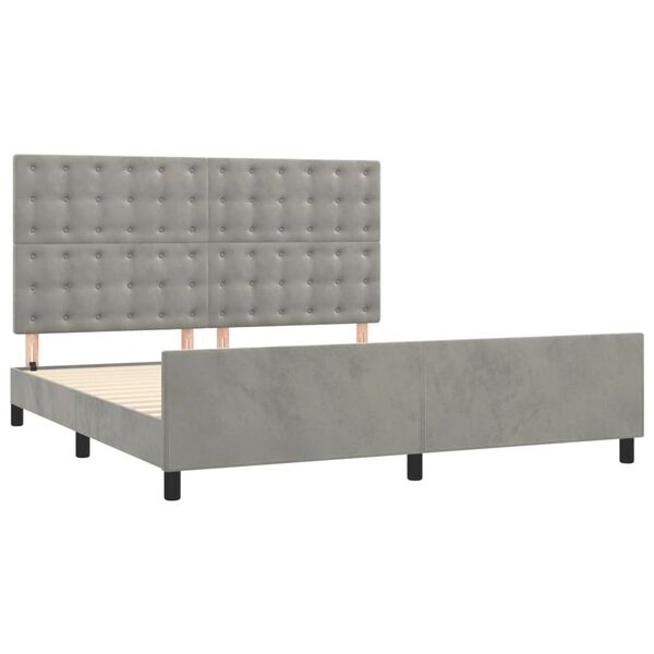 vidaXL Estrutura de cama c/ cabeceira 180x200 cm veludo cinzento-claro