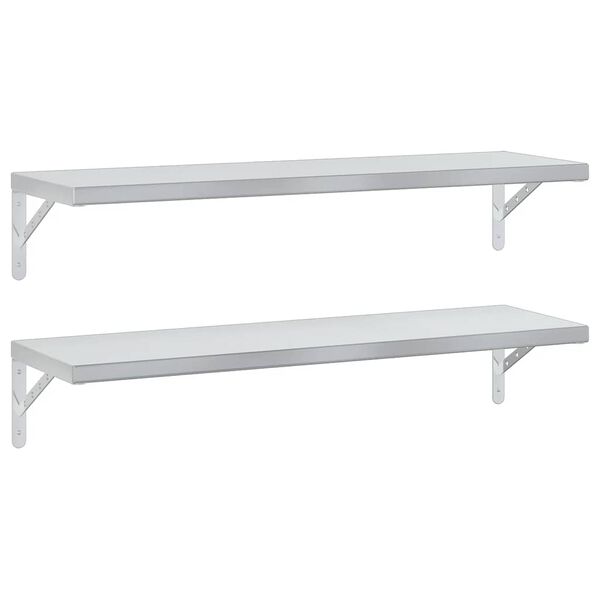 vidaXL Prateleiras de parede 2 pcs 100x30 cm a&ccedil;o inoxid&aacute;vel prateado