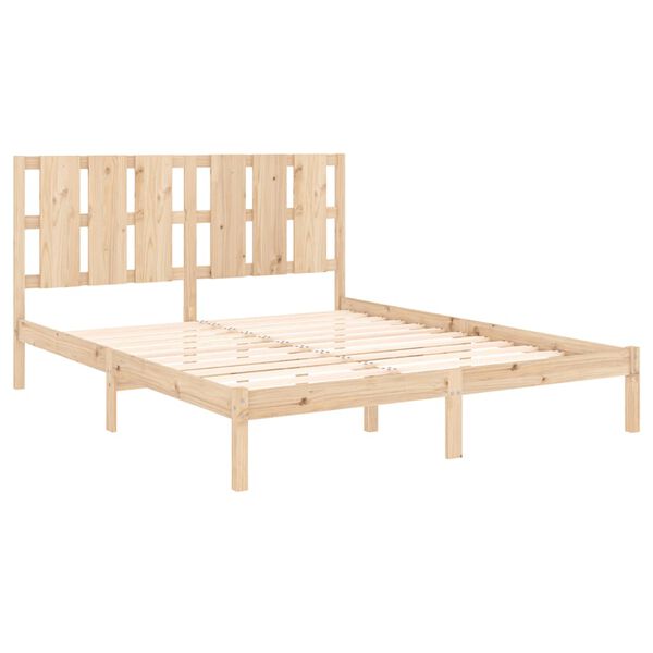 vidaXL Estrutura de cama king 150x200 cm madeira maci&ccedil;a