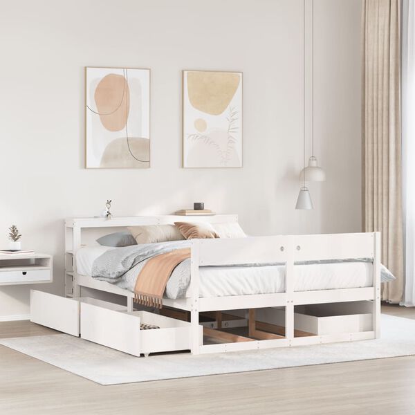 vidaXL Cama sem colchão 160x200 cm madeira de pinho maciça branco