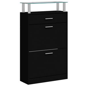 vidaXL Sapateira 63x24x104 cm derivados de madeira preto