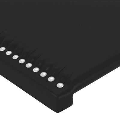 vidaXL Cabeceira cama c/ LED couro artificial 183x16x118/128 cm preto