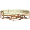 vidaXL Conjunto de Sof&aacute;s para Exterior 5 pcs Natural e Creme