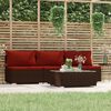 vidaXL 4 pcs conjunto lounge jardim c/ almofad&otilde;es vime PE castanho