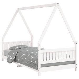 vidaXL Estrutura de cama infantil 90x200 cm pinho maci&ccedil;o branco