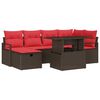 vidaXL Conjunto de Sof&aacute; de Jardim 7 unid. Castanho vime PE