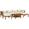 vidaXL 7 pcs conjunto lounge jardim c/ almofad&otilde;es creme ac&aacute;cia maci&ccedil;a