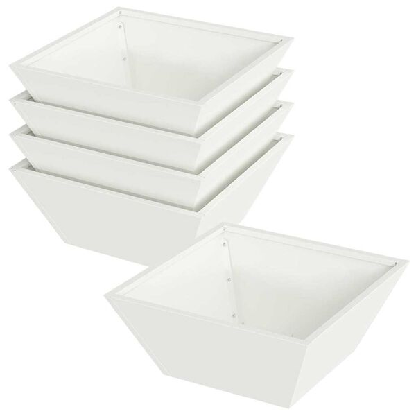 vidaXL Vaso de Jardim 5 pcs Branco 40 x 40 x 15 cm A&ccedil;o laminado a frio