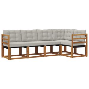 vidaXL Conjunto de Sof&aacute;s para Exterior 5 pcs Cinza Natural e Claro