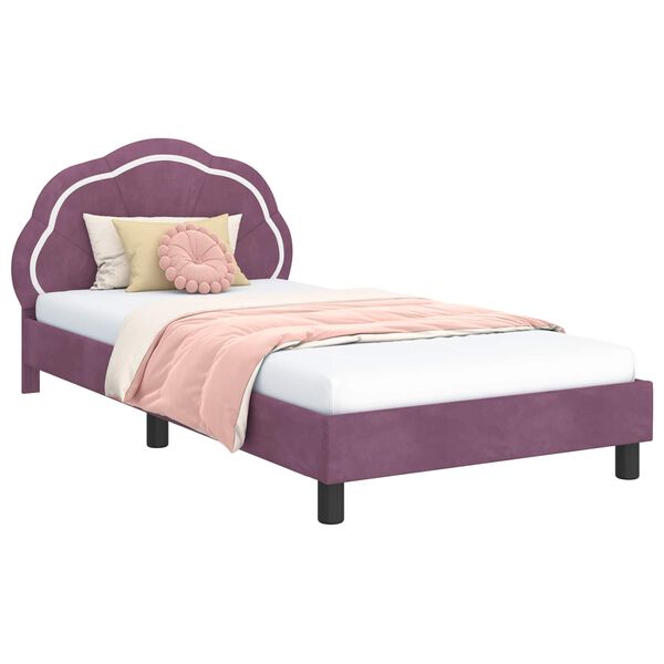 vidaXL Estrutura de Cama Infantil com Cabeceira Roxo 90 x 190 cm